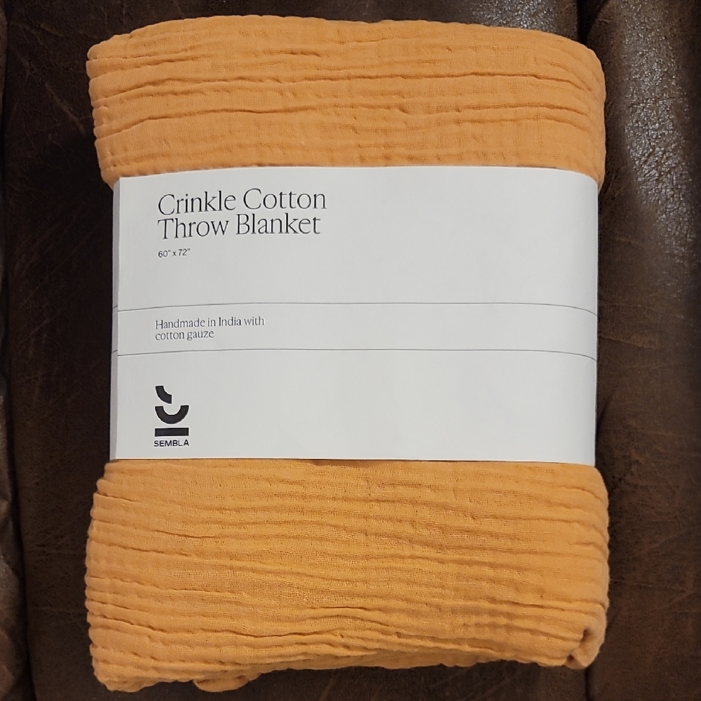 Crinkle Cotton Throw Blanket - Desert (orangey tan color)